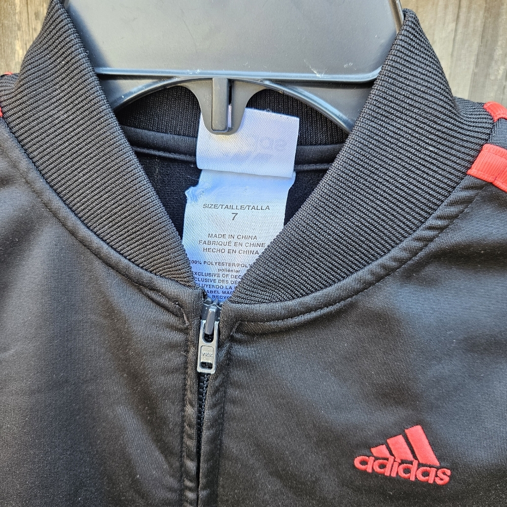 Adidas Black Jacket with Red Stripes Kids - Picture 10 of 15